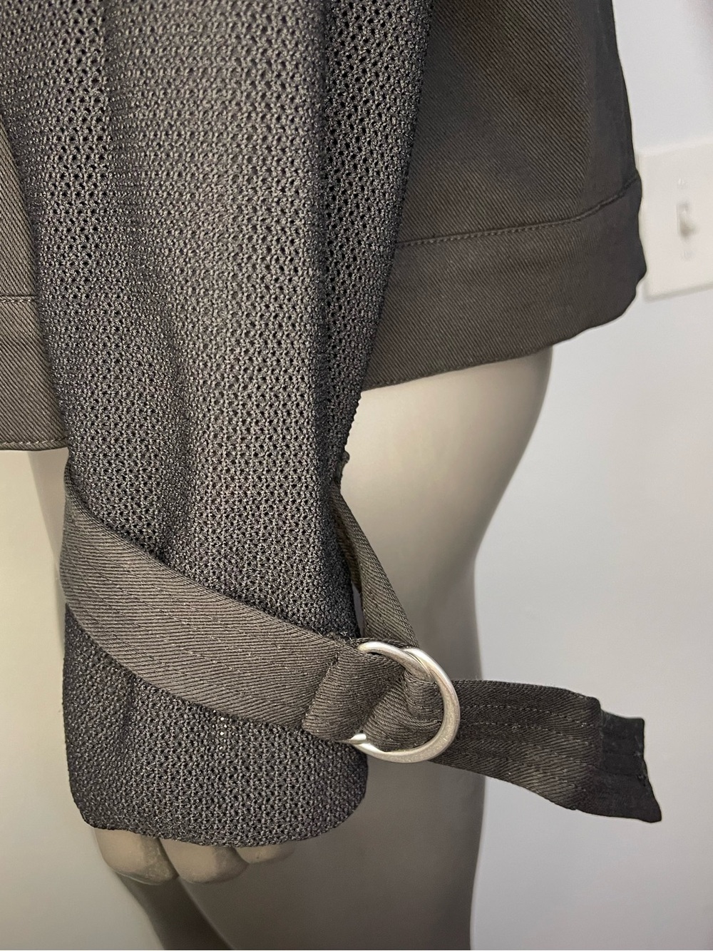 Grey By Jhoan Sebastian Grey Woman’s 2X Knit Denim Moto Jacket Black Mesh Sleeve - Picture 9 of 12